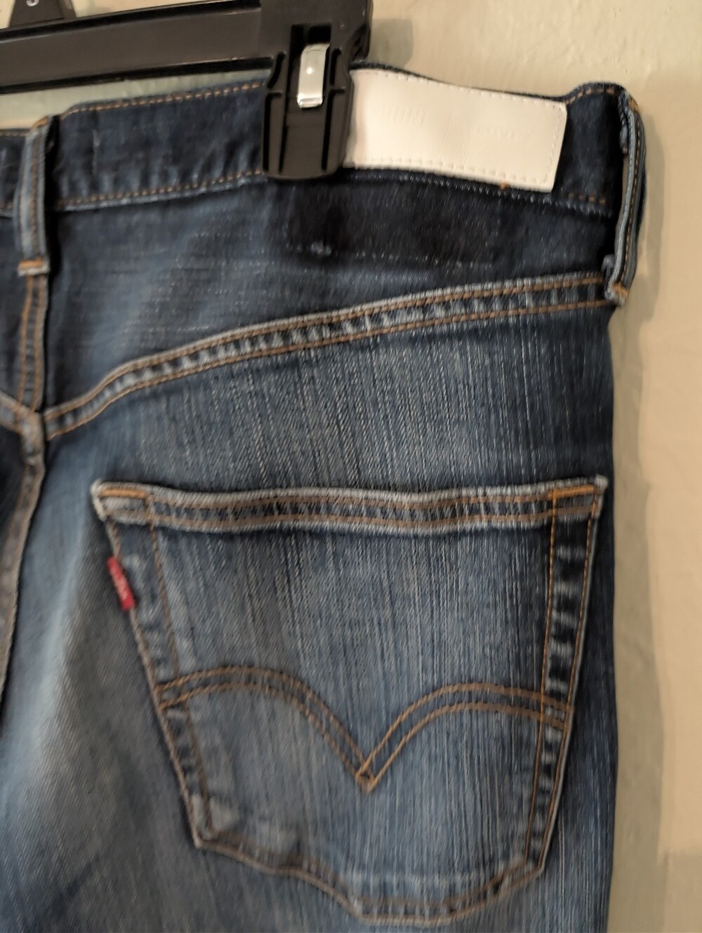 Re/Done 501 Levi's Buttonfly Staightl Dark Indigo Denim Jeans with White Patch - Picture 12 of 16
